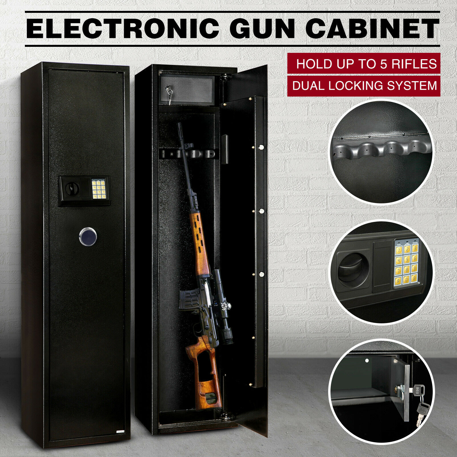 Gun Safe Light Kit, Custum 4 full length LED lights, Auto Magnetic Switch,  Batt.
